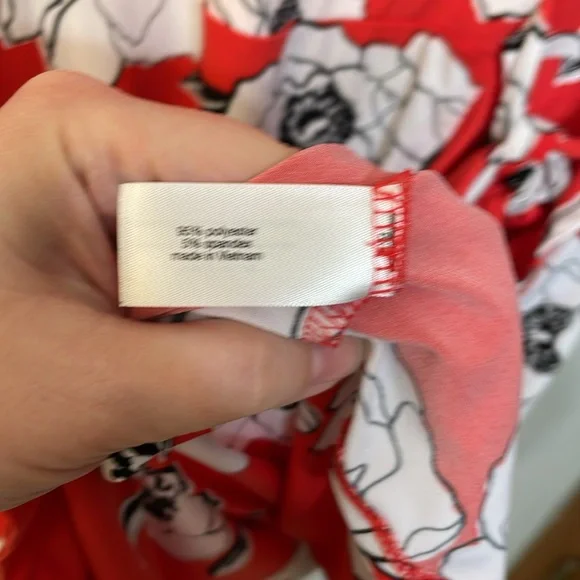 LANE BRYANT UEC 14/16 Floral Faux Wrap Maxi Dress Red White High-Low Ruffle - Picture 8 of 11